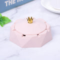 Stainless Steel Liner Ashtray With Cover Crown Home Decoration(Pink)