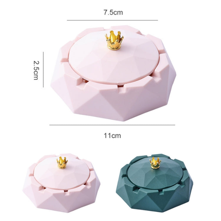 Stainless Steel Liner Ashtray With Cover Crown Home Decoration(Pink)