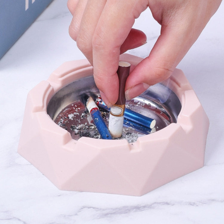 Stainless Steel Liner Ashtray With Cover Crown Home Decoration(Pink)
