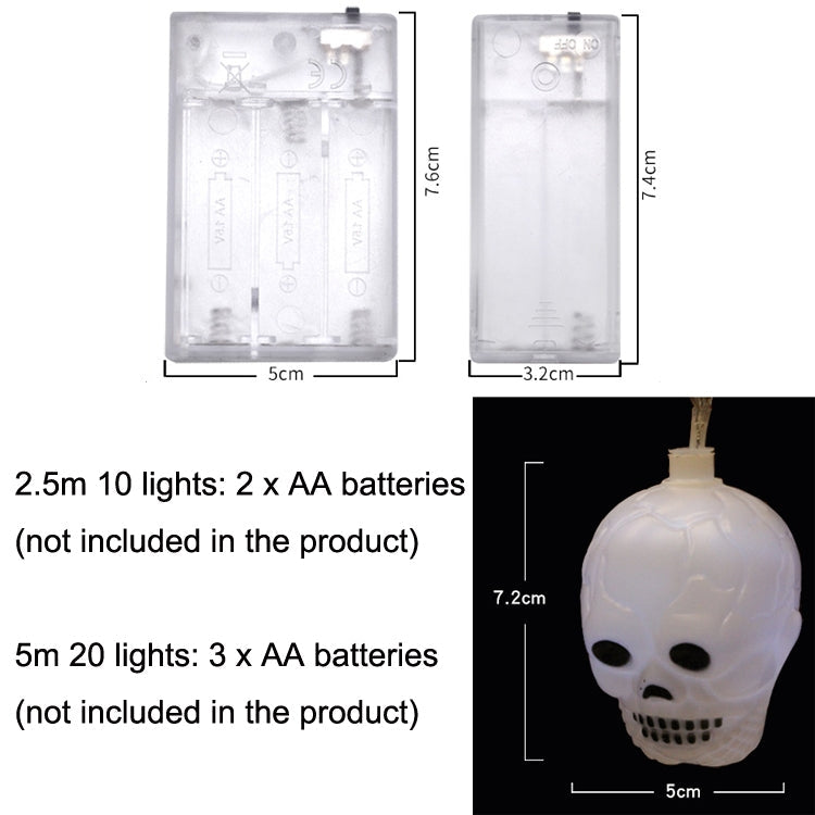 Halloween LED White Yarn Skull Ghost Festival Horror Atmosphere Decorative Lights, Style: 5m 20 Lights (White)