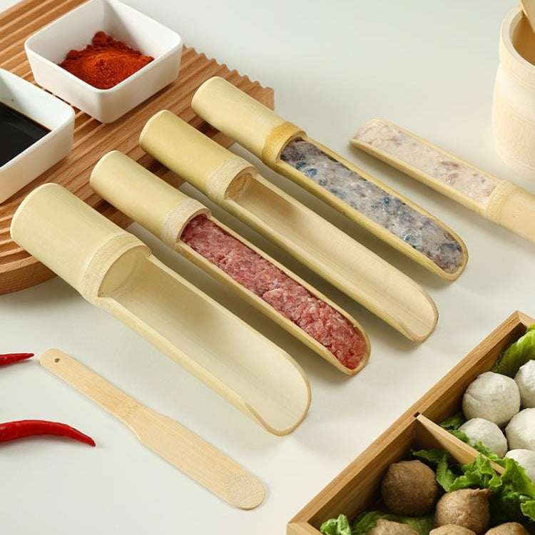Shrimp Slip Spoon Bamboo Tube Hot Pot Restaurant Plate, Size: 3.5x25x16.5cm