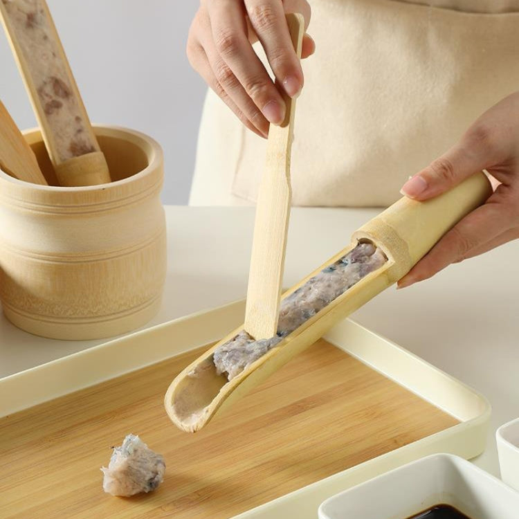 Shrimp Slip Spoon Bamboo Tube Hot Pot Restaurant Plate, Size: 3.5x25x16.5cm+Bamboo Slice