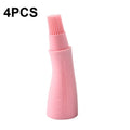 4 PCS Silicone Crooked Barbecue Oil Bottle Brush With Scale(Pink)