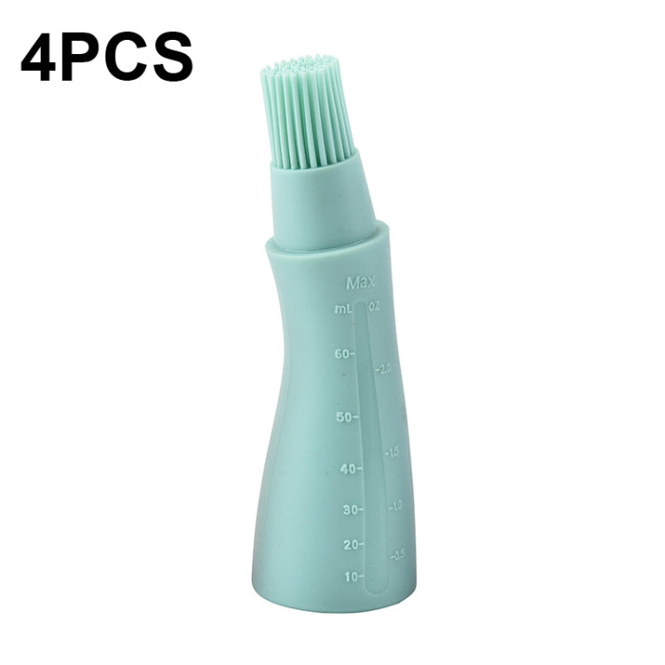 4 PCS Silicone Crooked Barbecue Oil Bottle Brush With Scale(Blue)