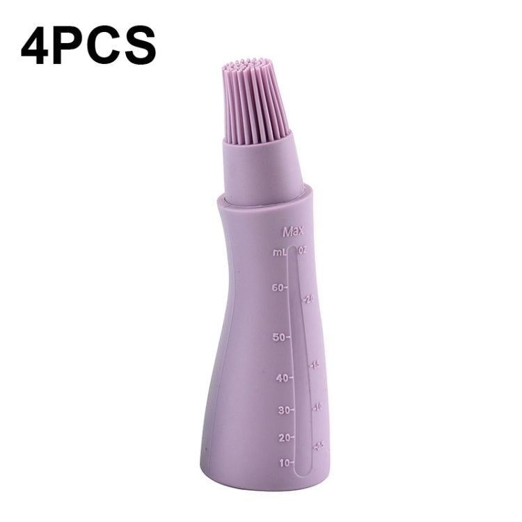 4 PCS Silicone Crooked Barbecue Oil Bottle Brush With Scale(Purple)