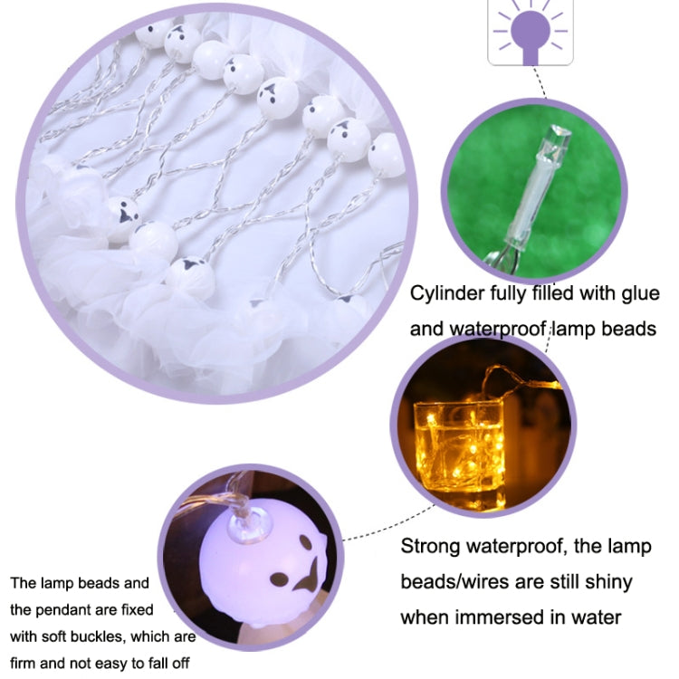 LED Halloween Decoration Luminous Cloth Ghost Ornament String Light 1.5m 10 Lights(Warm White)
