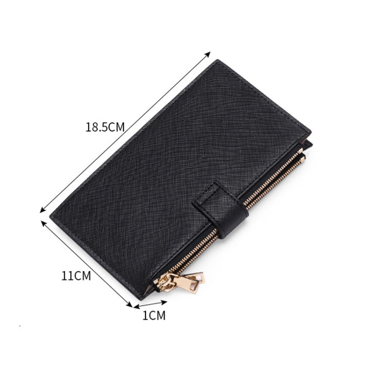 GLQ167  RFID Two-way Folding PU Cross Pattern With Zipper Pocket Wallet(Light Blue)