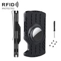 Men Ultra Slim Tracker Card Holder RFID Metal Card Holder for AirTag(Black)