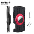 Men Ultra Slim Tracker Card Holder RFID Metal Card Holder for AirTag(Red)
