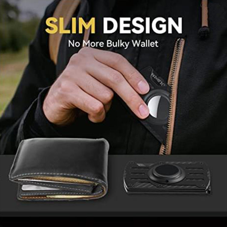 Men Ultra Slim Tracker Card Holder RFID Metal Card Holder for AirTag(Black)
