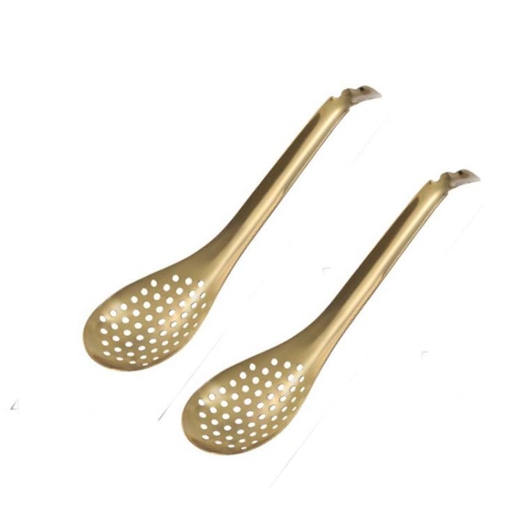 2 PCS 304 Stainless Steel Small Caviar Colander Molecular Cooking Spoon, Color: Golden