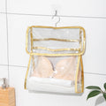Home Wall Mounted Transparent Underwear Storage Bag, Color: Golden Edge (Small)