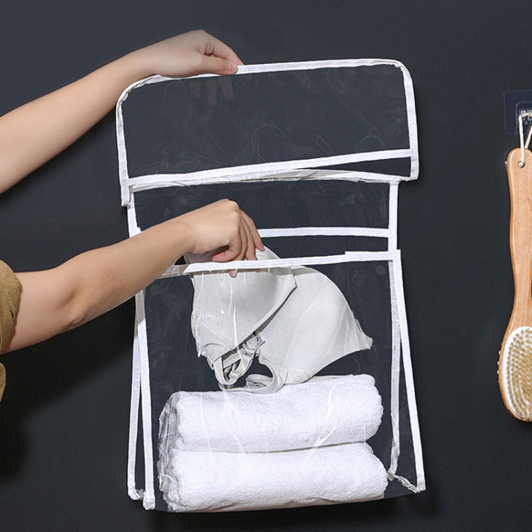 Home Wall Mounted Transparent Underwear Storage Bag, Color: Golden Edge (Small)