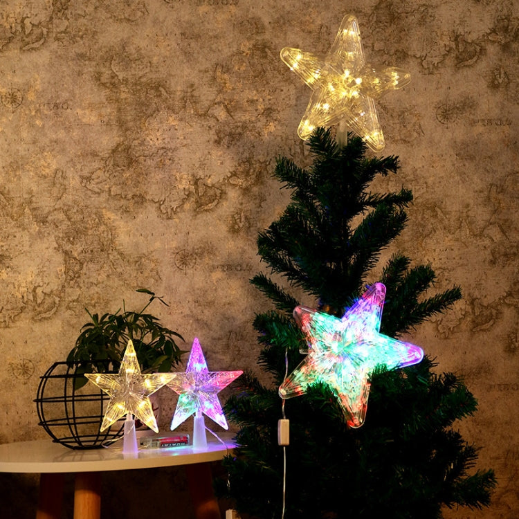 Christmas Tree Top Light LED Glowing Star Lights, Size: Small EU Plug(White)