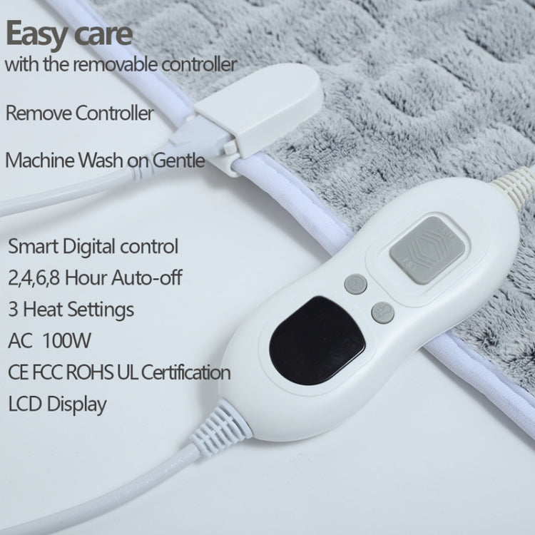 100W  Flannel Electric Heating Blanket With Thermostat Timer Switch,Style: 3rd Gear US Plug