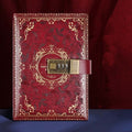 B6 PU Leather Retro Password Book With Lock Diary Hand Book(Wine Red)