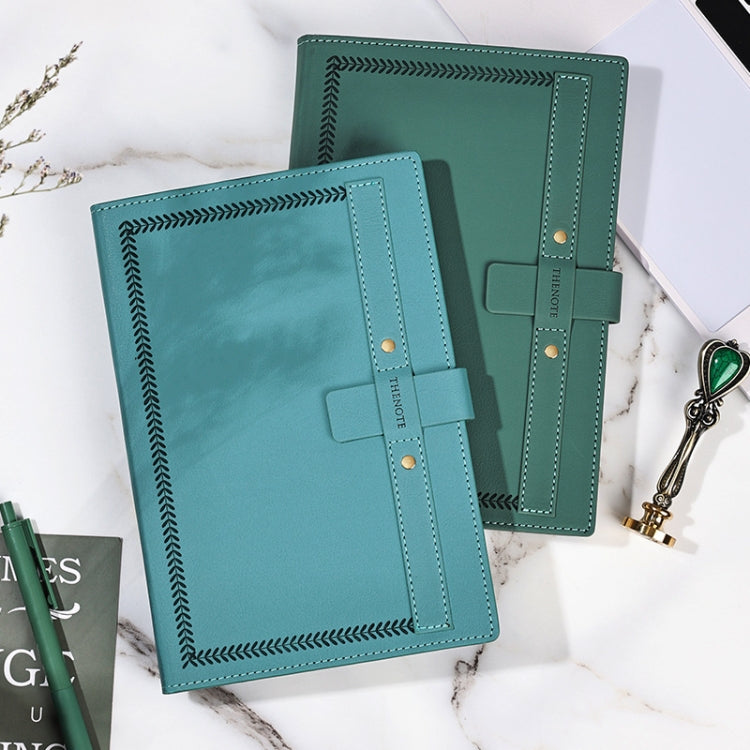 B5 PU Leather Matte Cover Embossed Insert Buckle Notebook(Lake Blue)