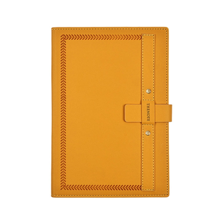 A5 PU Leather Matte Cover Embossed Insert Buckle Notebook(Orange Yellow)