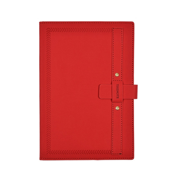 A5 PU Leather Matte Cover Embossed Insert Buckle Notebook(Crimson)