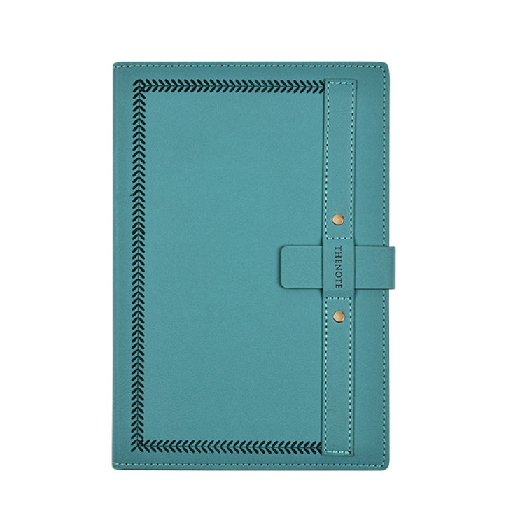 A5 PU Leather Matte Cover Embossed Insert Buckle Notebook(Lake Blue)