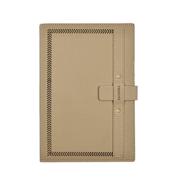 A5 PU Leather Matte Cover Embossed Insert Buckle Notebook(Khaki)