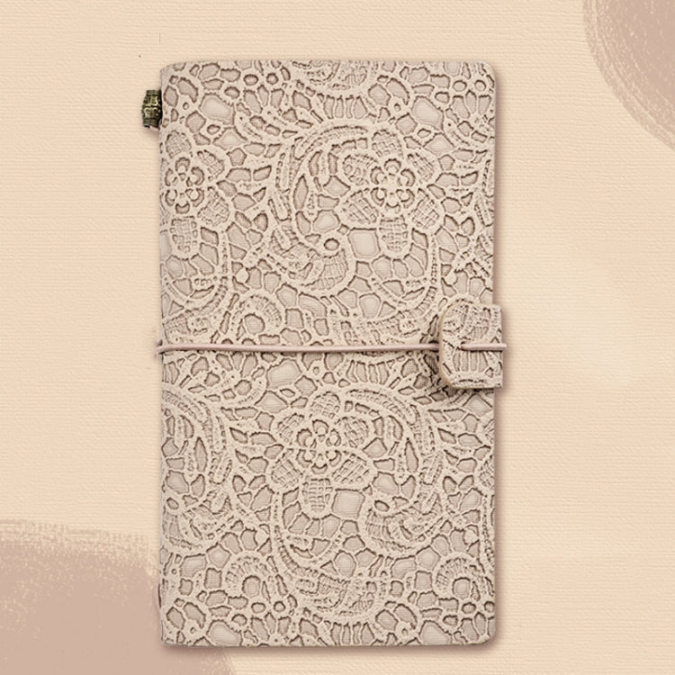 A6  Retro Lace Carved Girls Hand Ledger Diary With 3 Separate Inner Pages(Oats)