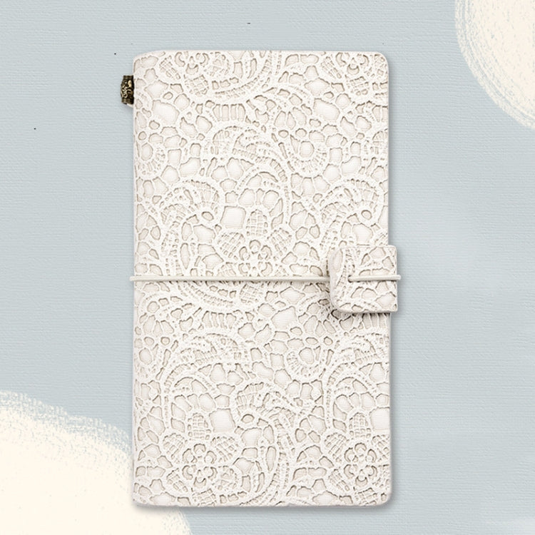 A6  Retro Lace Carved Girls Hand Ledger Diary With 3 Separate Inner Pages(Beige)