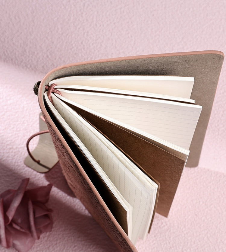 A6  Retro Lace Carved Girls Hand Ledger Diary With 3 Separate Inner Pages(Pink)