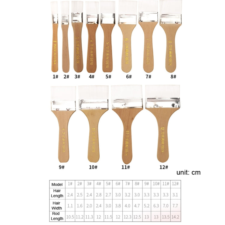 12 PCS / Set Weizhuang S878 No.1-12 Nylon Oil Painting Board Brush Barbecue Paint Brush