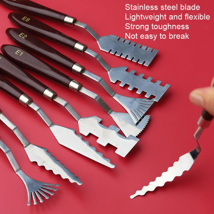 Oil Painting Knife Graffiti Toning Wooden Scraper Student Art Painting Tool, Style: E2
