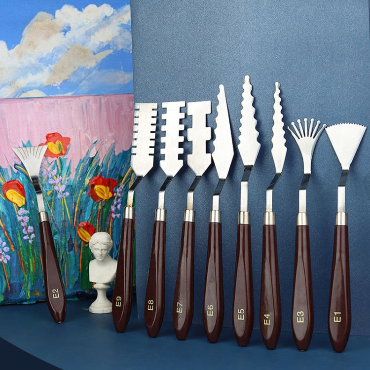 Oil Painting Knife Graffiti Toning Wooden Scraper Student Art Painting Tool, Style: E2