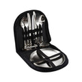 Stainless Steel Portable Cutlery Set Western Steak Knife Fork Spoon Set,Color: Black and Silver