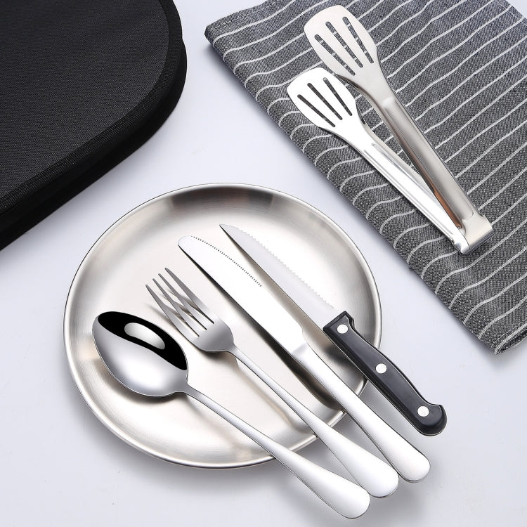 Stainless Steel Portable Cutlery Set Western Steak Knife Fork Spoon Set,Color: Blue Gold
