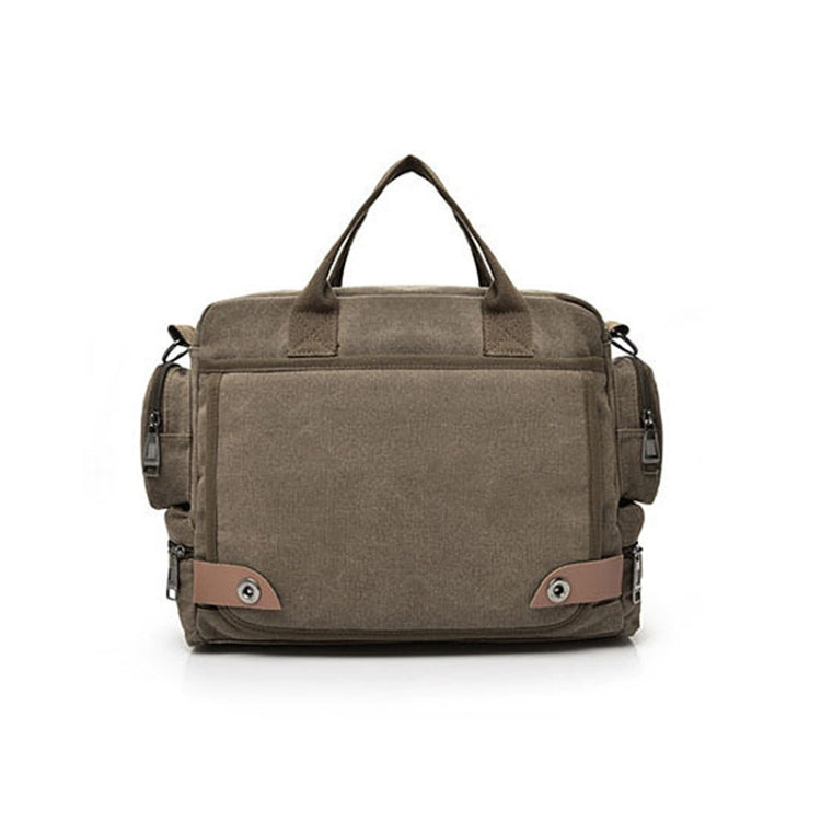 DJ05 Outdoor Canvas Waterproof Handbag Laptop Single-shoulder Bag(Coffee)