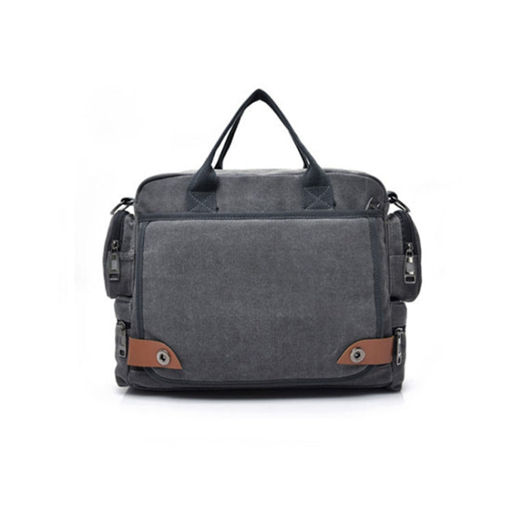 DJ05 Outdoor Canvas Waterproof Handbag Laptop Single-shoulder Bag(Dark Gray)