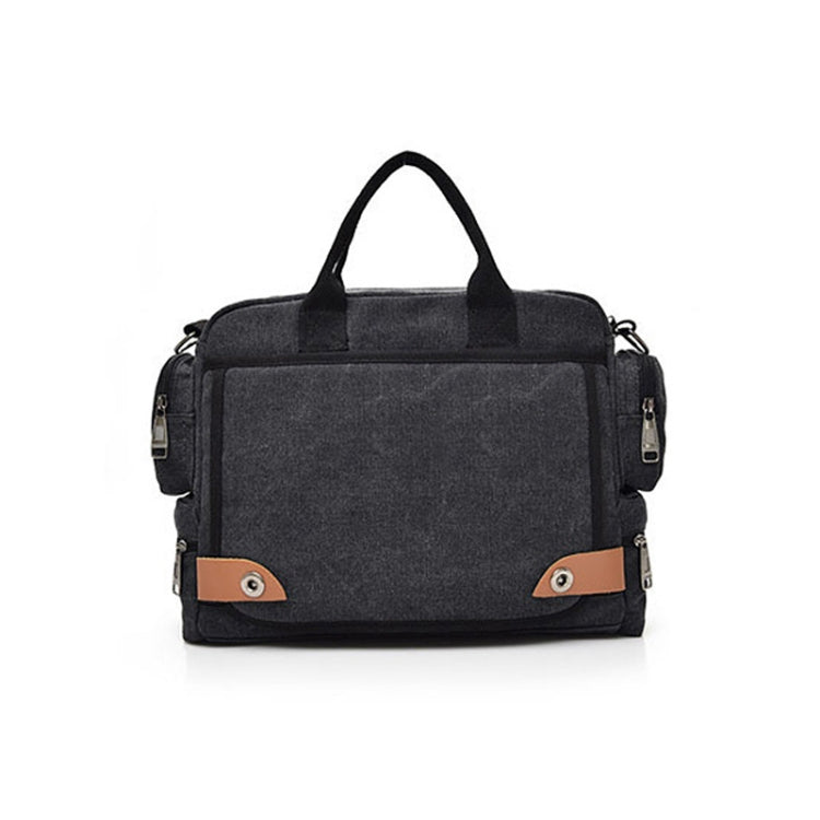DJ05 Outdoor Canvas Waterproof Handbag Laptop Single-shoulder Bag(Mysterious Black)