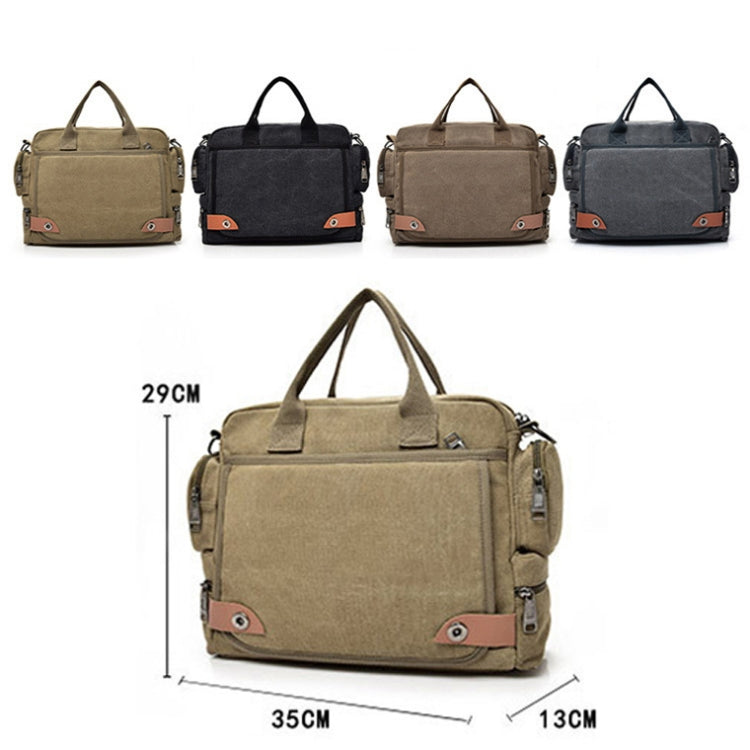 DJ05 Outdoor Canvas Waterproof Handbag Laptop Single-shoulder Bag(Dark Gray)