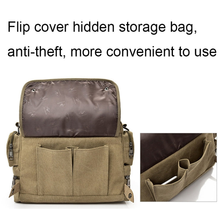 DJ05 Outdoor Canvas Waterproof Handbag Laptop Single-shoulder Bag(Khaki)