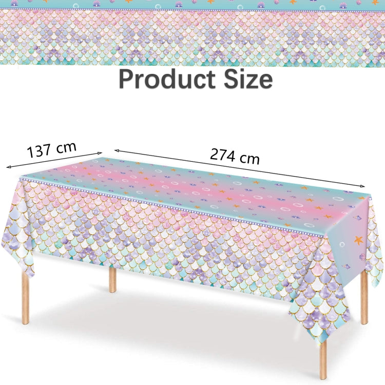 9 In 1 Fish Scale Mermaid Birthday Party Supplies Tissue Paper Plate Cutlery Set(16 People Suit)