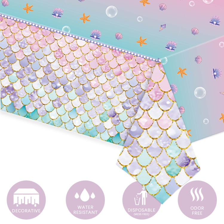 9 In 1 Fish Scale Mermaid Birthday Party Supplies Tissue Paper Plate Cutlery Set(16 People Suit)