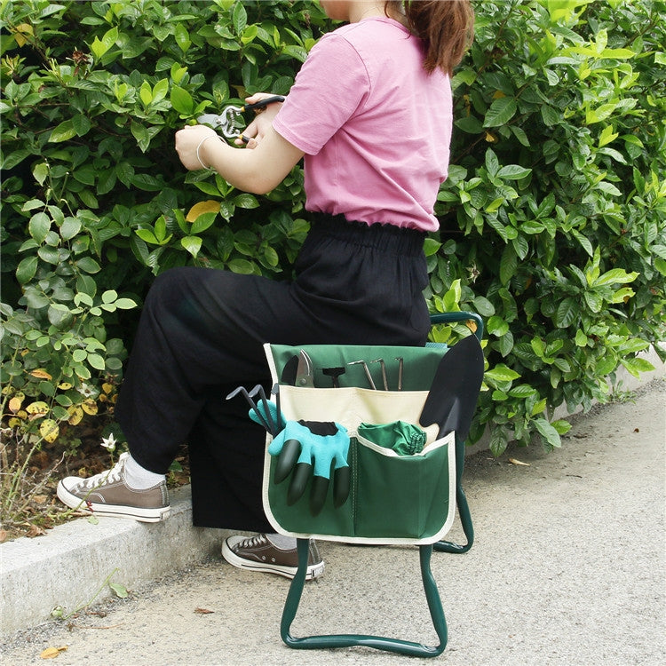 MTP-635 Gardening Bench Cart Tool Storage Bag(Green Beige Stitching)