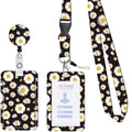 Floral Adjustable Retractable Card Holder Name Badge Work Bank Credit Card Sleeve(Black and White)