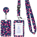 Floral Adjustable Retractable Card Holder Name Badge Work Bank Credit Card Sleeve(Red Flower)