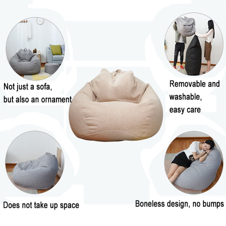 Lazy Sofa Bean Bag Chair Fabric Cover, Size: Large(Flax Brown)