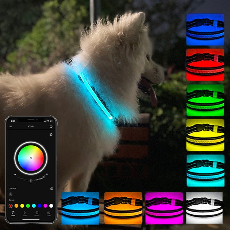 LED Rechargeable Wear-resistant and Waterproof Pet Lighting Collar, Size: L(Black)