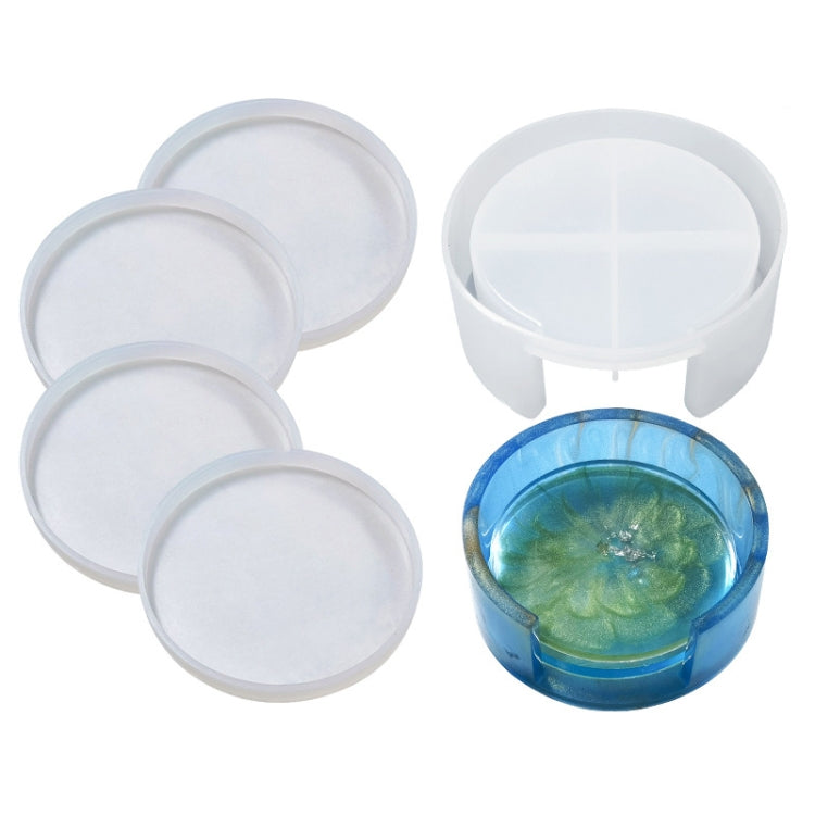 DIY Crystal Epoxy Storage Box Silicone Mould, Specification: Round Coaster Box Set