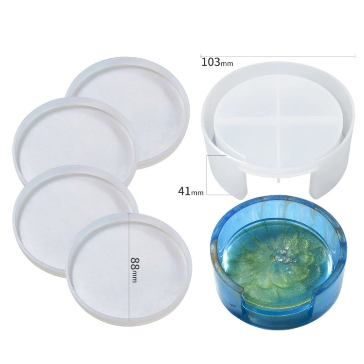 DIY Crystal Epoxy Storage Box Silicone Mould, Specification: Round Coaster Box Set