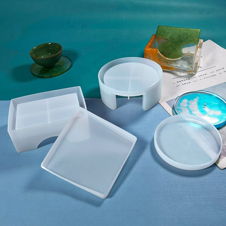 DIY Crystal Epoxy Storage Box Silicone Mould, Specification: Round Coaster Box DJ-98
