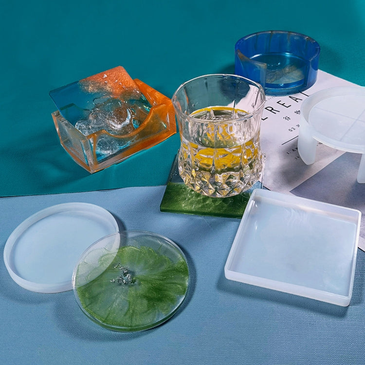 DIY Crystal Epoxy Storage Box Silicone Mould, Specification: Square Coaster Box Set