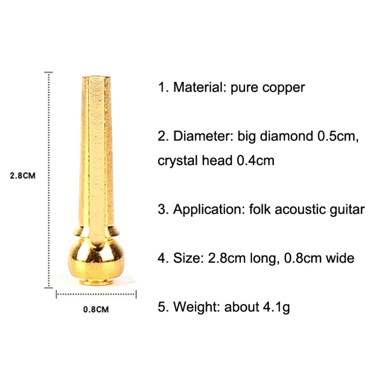 6PCS Guitar Dipping Pure Copper Citrimine Guitar Caps, Style: Crystal Head (Yellow)
